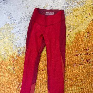 Outdoor Voices Techsweat Colorblock 7/8 Leggings, Red, Size XS